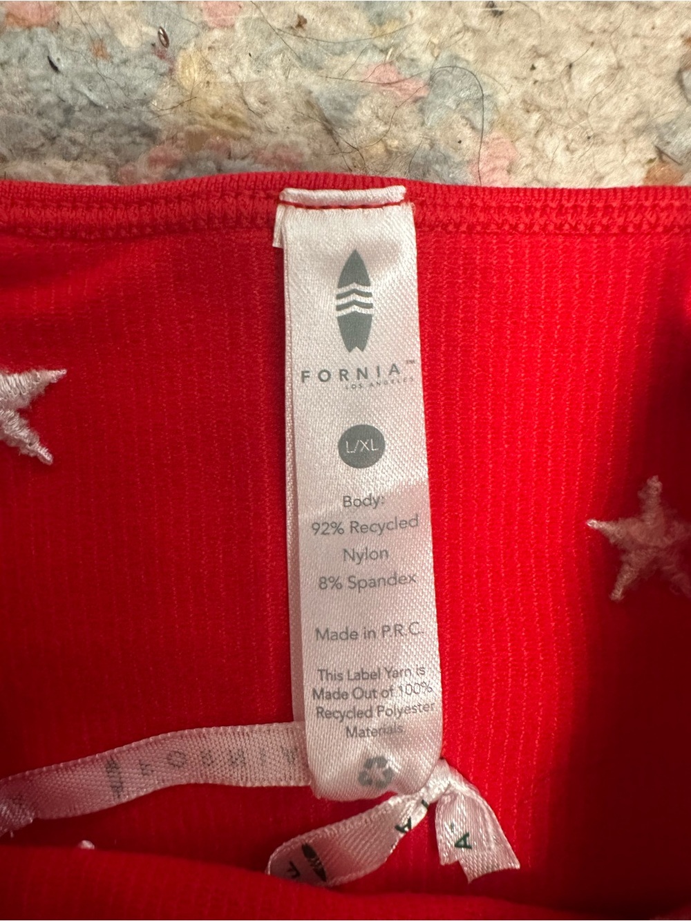Red Star Embroidered Ribbed Cami Tank - Picture 2 of 2